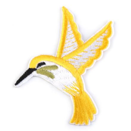 Galanterie: Aplikace kolibřík - žlutá