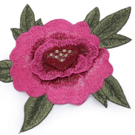 Galanterie: Vyšívaná aplikace růže 3D