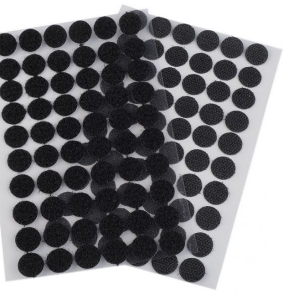Suchý zip samolepicí kolečka 15 mm - černá