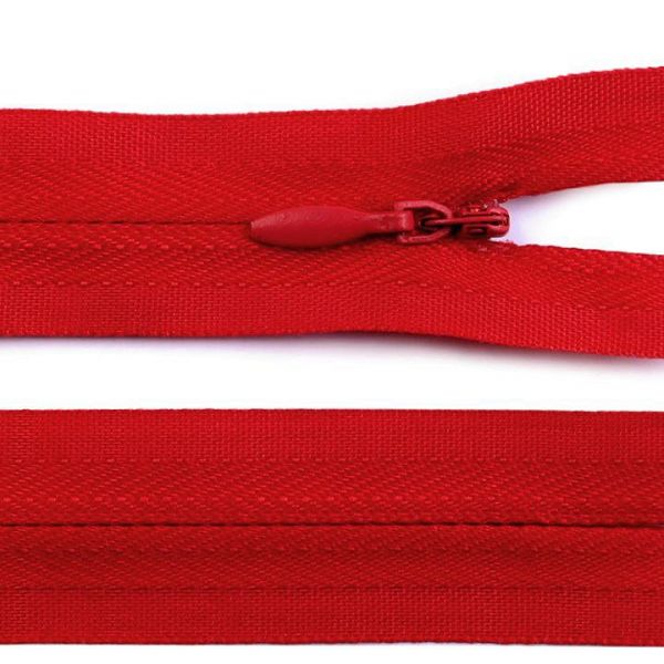Skrytý zip nedělitelný 60 cm - červená