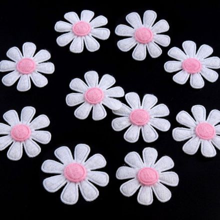 Galanterie: Květ z filcu 27 mm (10ks) - bílá - růžová