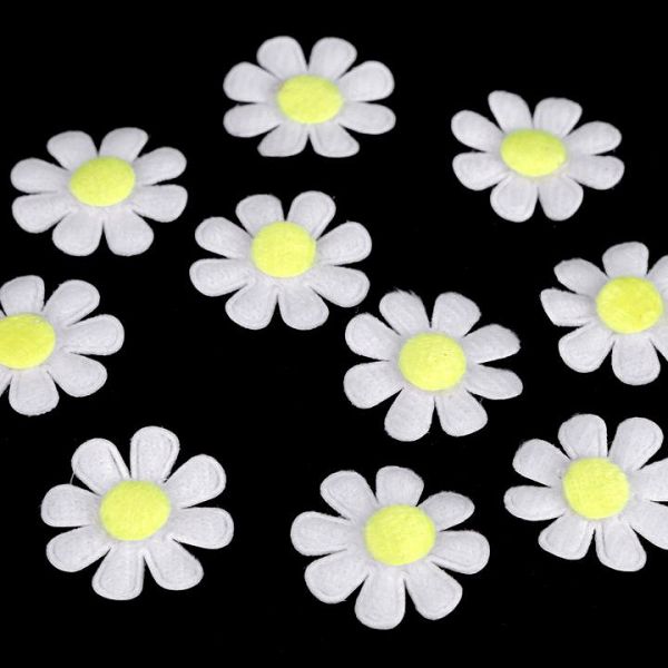 Květ z filcu 27 mm (10ks) - bílá - žlutá