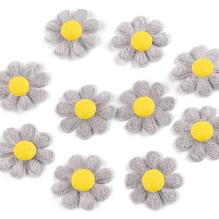 Galanterie: Květ z filcu 27 mm (10ks) - šedá