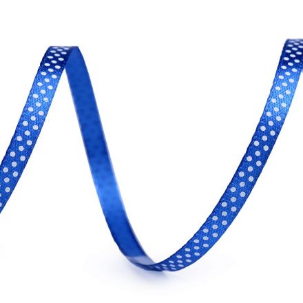 Galanterie: Stuha saténová puntík šíře 6 mm (1m) - modrá