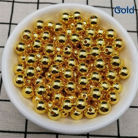 Galanterie: Plastové voskové perly 8 mm (50ks) - zlatá