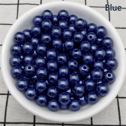 Galanterie: Plastové voskové perly 8 mm (50ks) - modrá