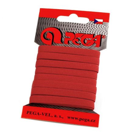 Galanterie: Pruženka na kartě šíře 6,6 mm (5m) - červená