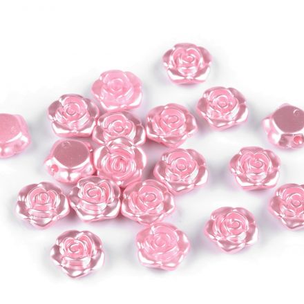 Galanterie: Plastové voskové růžičky 13 mm (10ks) - růžová
