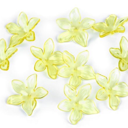 Galanterie: Plastové korálky květ 29 mm (10ks) - žlutá