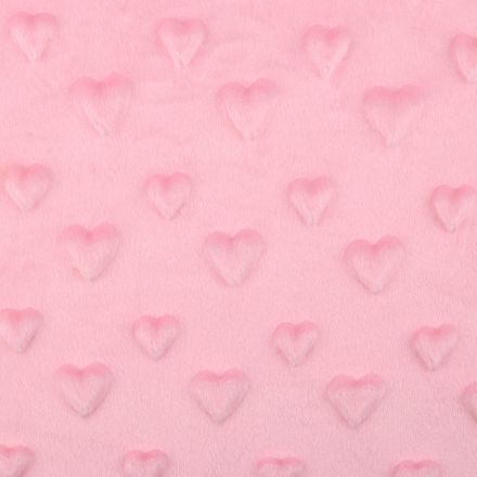 Metráž: Minky 3D srdce šíře 150 cm - světle růžová