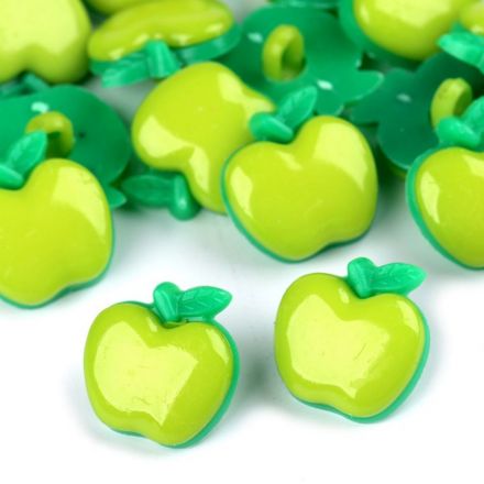 Galanterie: Plastový knoflík jablko (1ks) - zelená