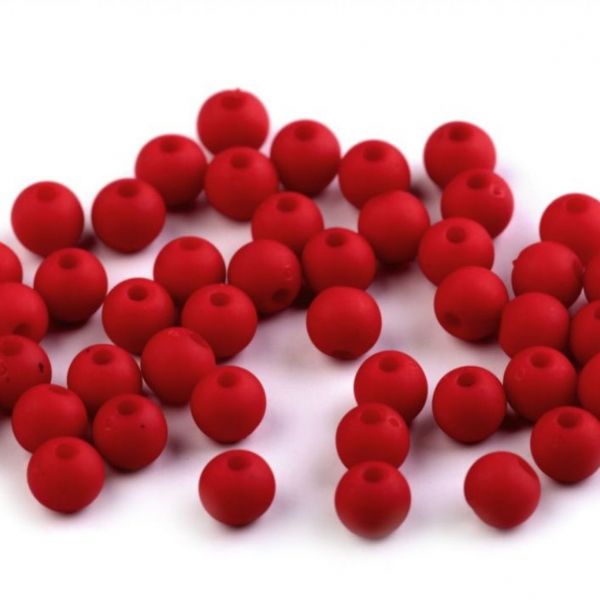 Plastové matné korálky 6 mm (50ks) - červená