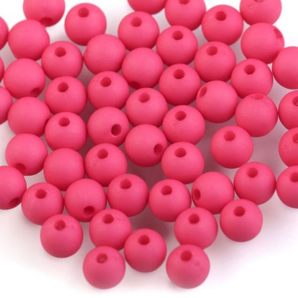 Plastové matné korálky 6 mm (100ks) - pink