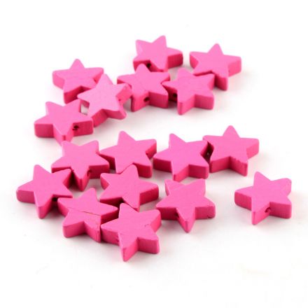 Galanterie: Dřevěné korálky hvězda (10ks) - pink