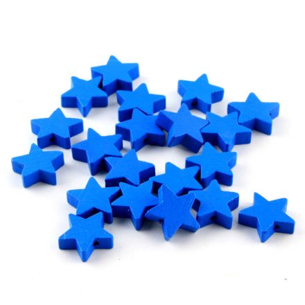 Galanterie: Dřevěné korálky hvězda (10ks) - modrá tmavá
