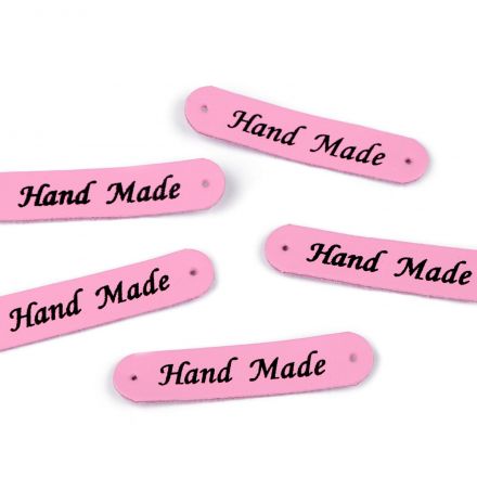Galanterie: Nášivka / štítek Hand Made - růžová
