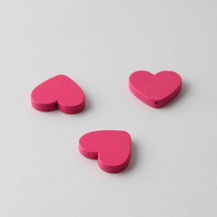 Galanterie: Dřevěné korálky srdce (5ks) - pink