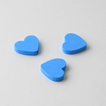 Galanterie: Dřevěné korálky srdce (5ks) - modrá