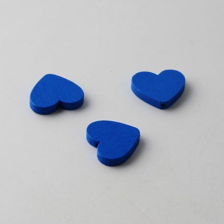 Galanterie: Dřevěné korálky srdce (5ks) - modrá tmavá