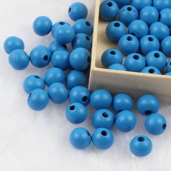 Dřevěné korálky 8 mm (60ks) - modrá