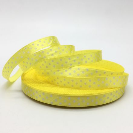 Galanterie: Saténová stuha puntík šíře 6 mm (1m) - žlutá