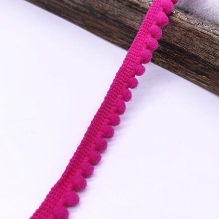 Galanterie: Prýmek s bambulkami šíře 11 mm (1m) - pink