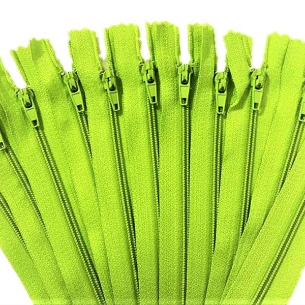 Zip nedělitelný 20 cm - zelenožlutá neon