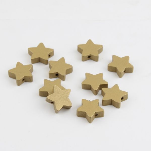 Dřevěné korálky hvězda 19 mm (5ks) - zlatá