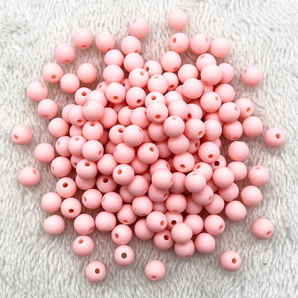 Plastové matné korálky 6 mm (100ks) - růžové