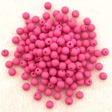 Galanterie: Plastové matné korálky 6 mm (100ks) - pink