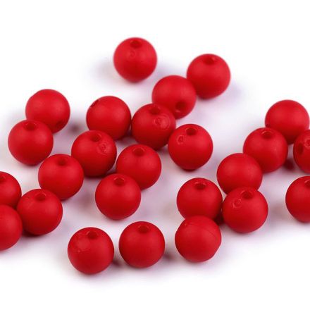 Galanterie: Plastové matné korálky 8 mm (25ks) - červené