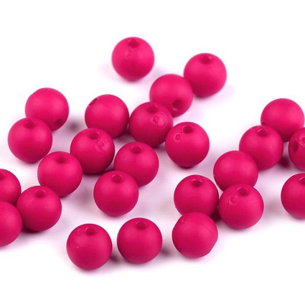 Plastové matné korálky 8 mm (25ks) - pink