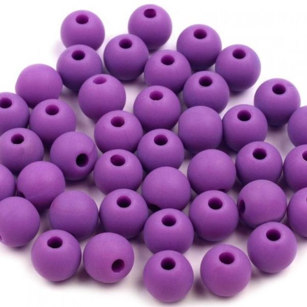 Plastové matné korálky 8 mm (25ks) - fialové