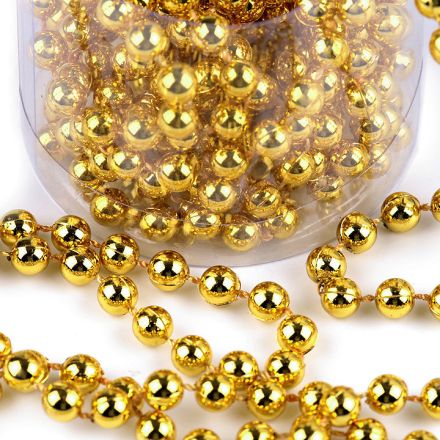 Galanterie: Perlový vánoční řetěz 6 mm (1ks) - zlatá