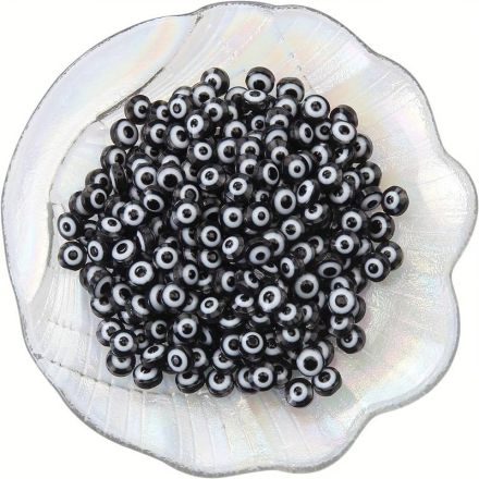 Galanterie: Plastové korálky oko Ø8 mm (10ks) - černá