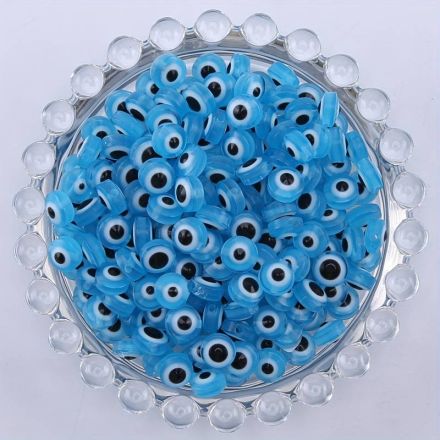 Galanterie: Plastové korálky oko Ø8 mm (10ks) - modrá světlá