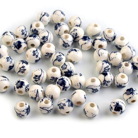 Galanterie: Porcelánové korálky 6 mm (10ks) - modrá