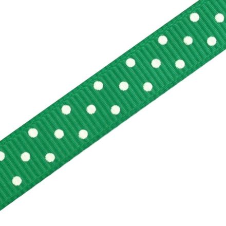 Galanterie: Stuha rypsová puntíček šíře 10 mm (1m) - zelená