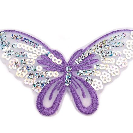 Galanterie: Nažehlovací aplikace motýl - fialový