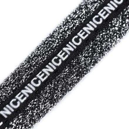 Galanterie: Lampas lurexový Nice šíře 20 mm (1m) - černá/bílá