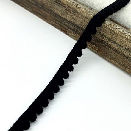 Galanterie: Prýmek s bambulkami šíře 11 mm (1m) - černá