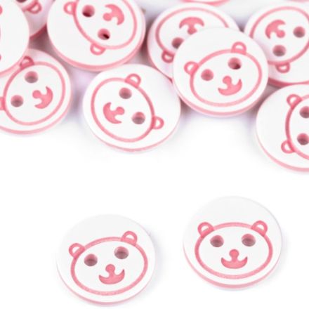 Galanterie: Plastový knoflík medvídek 12,4 mm (1ks) - růžová