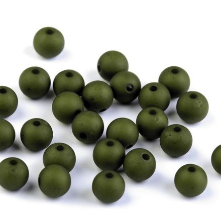 Galanterie: Plastové matné korálky 8 mm (25ks) - khaki